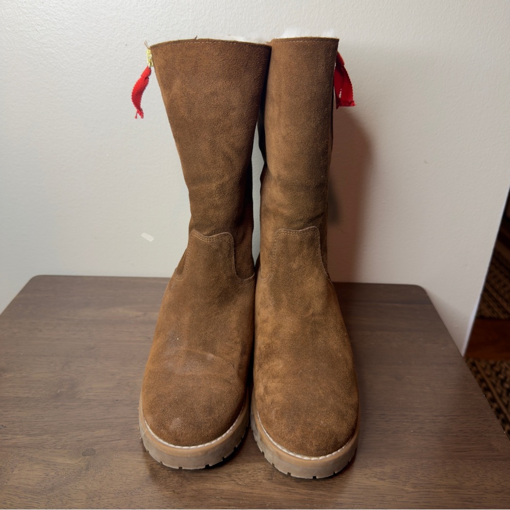 Boden Brown Suede Sheepskin Boots Sz 37 - Picture 4 of 7